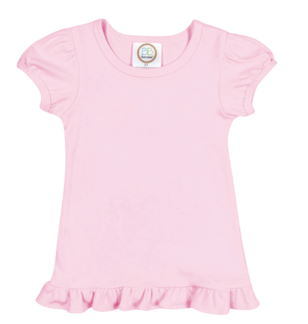 Girls Custom Ruffle Short Sleeve Tshirt
