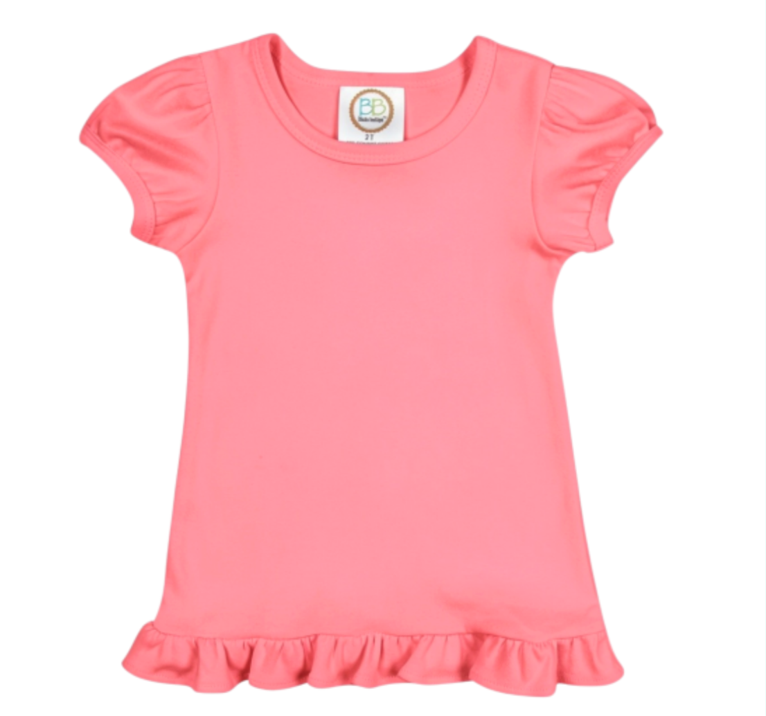 Girls Custom Ruffle Short Sleeve Tshirt